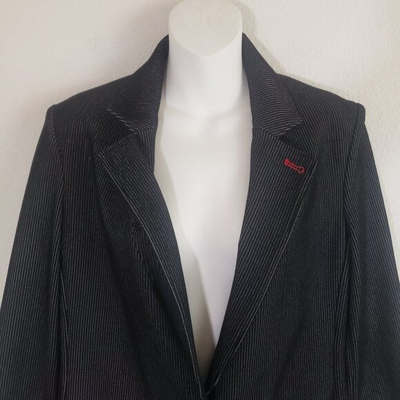 Tommy Hilfiger Women's Blazer 8 Black Pin Striped Preppy Academia Classic - Picture 3 of 11